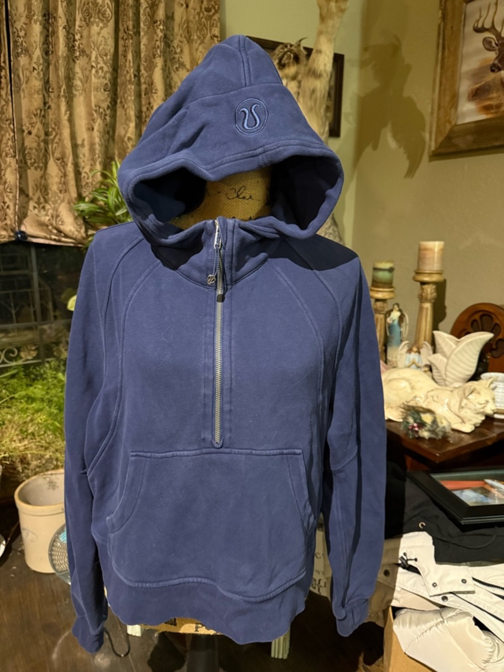 lululemon athletica Navy Blue Half-Zip Scuba Hooded Pullover
